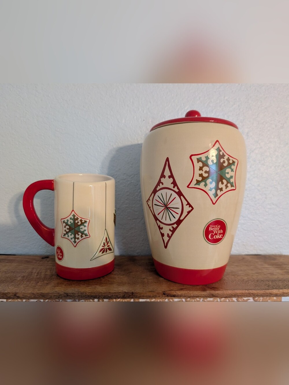 Coca-Cola Holiday Mug and Cookie Jar Set of Two